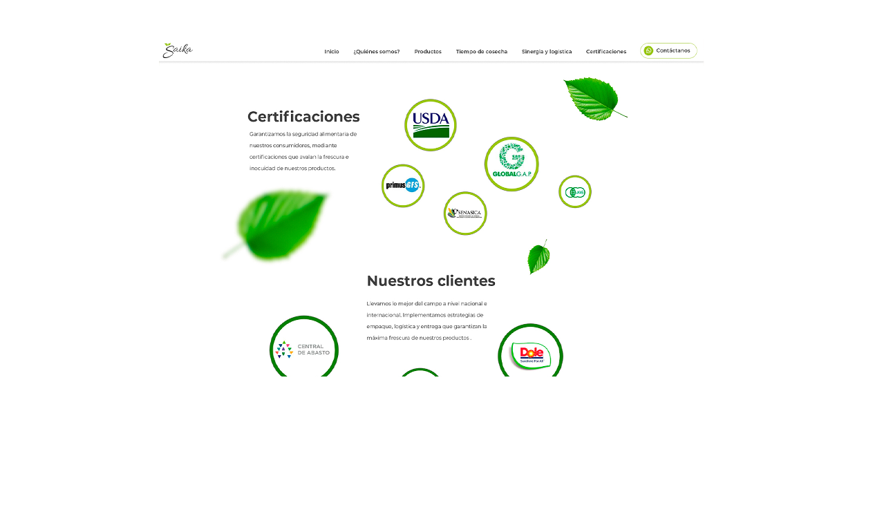 Certificaciones y clientes Saika Fruits